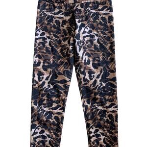*Jivi Women’s Size Small Capri Leggings Leopard Print Raw Hem USA